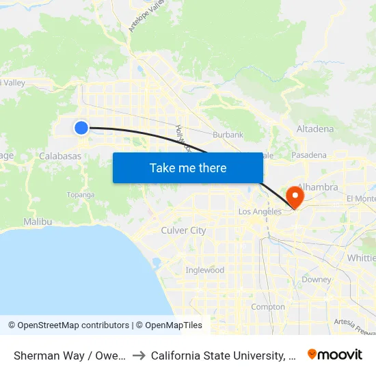 Sherman Way / Owensmouth to California State University, Los Angeles map