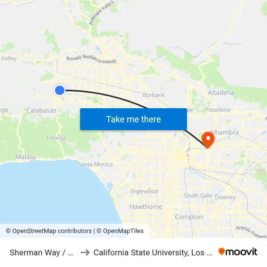 Sherman Way / Variel to California State University, Los Angeles map
