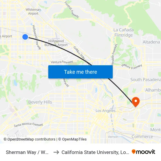 Sherman Way / Woodman to California State University, Los Angeles map