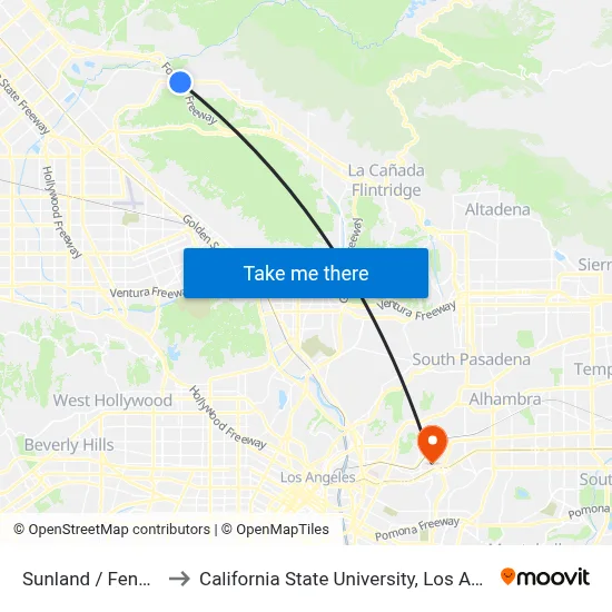Sunland / Fenwick to California State University, Los Angeles map