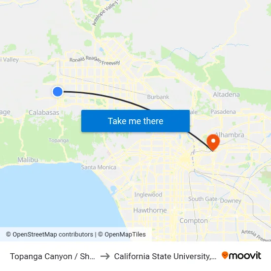 Topanga Canyon / Sherman Way to California State University, Los Angeles map