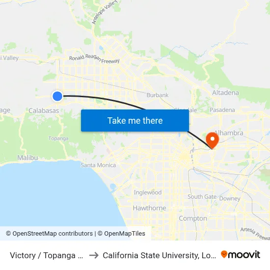 Victory / Topanga Canyon to California State University, Los Angeles map