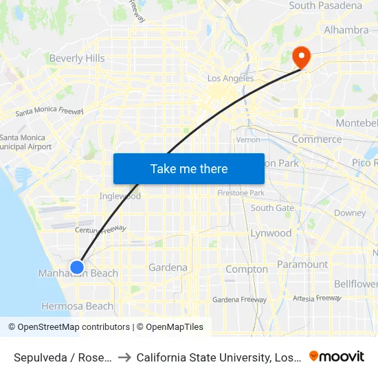 Sepulveda / Rosecrans to California State University, Los Angeles map