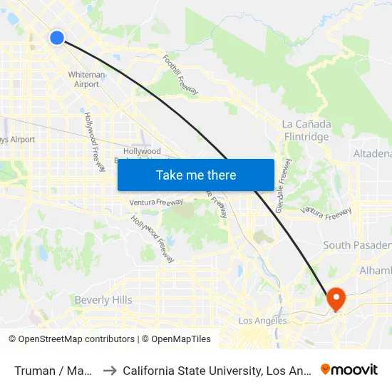 Truman / Maclay to California State University, Los Angeles map