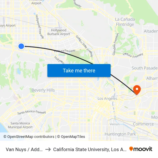 Van Nuys / Addison to California State University, Los Angeles map