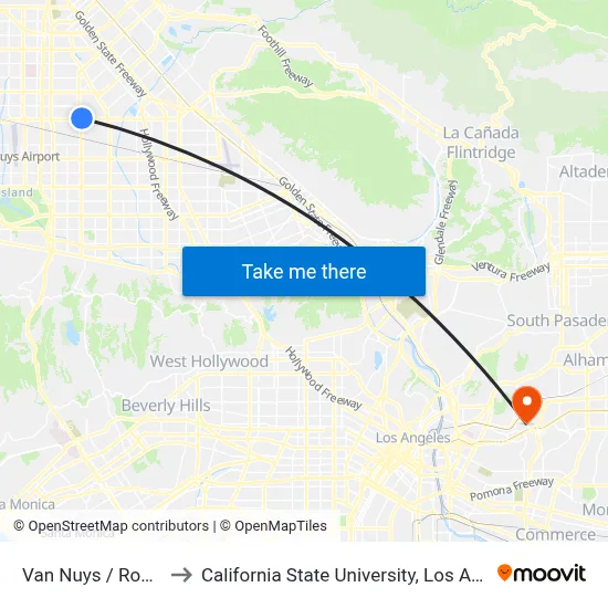 Van Nuys / Roscoe to California State University, Los Angeles map