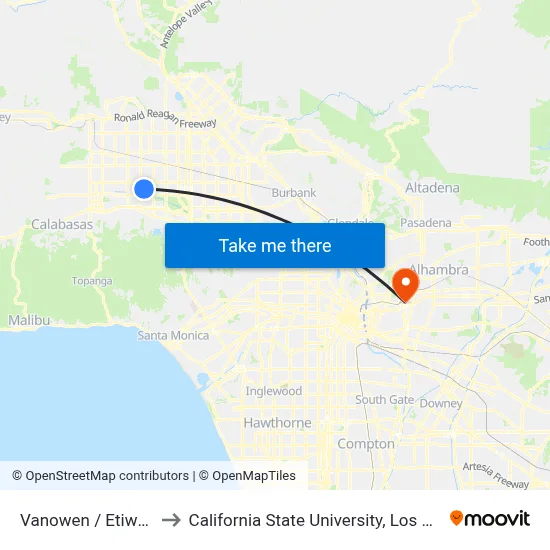 Vanowen / Etiwanda to California State University, Los Angeles map