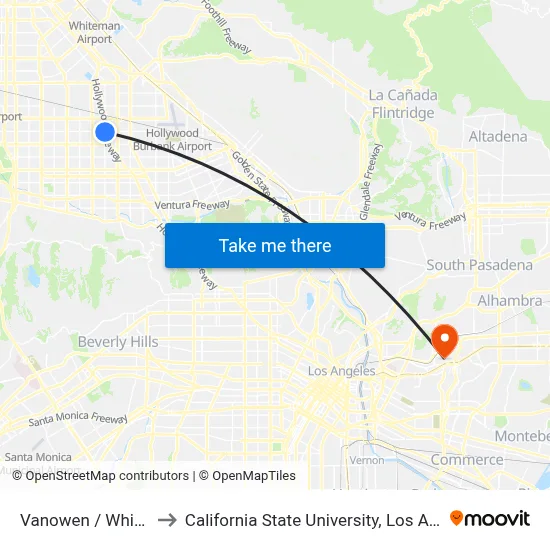 Vanowen / Whitsett to California State University, Los Angeles map