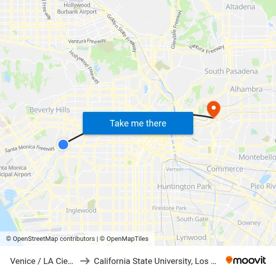 Venice / LA Cienega to California State University, Los Angeles map