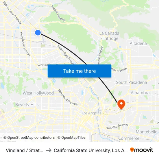 Vineland / Strathern to California State University, Los Angeles map