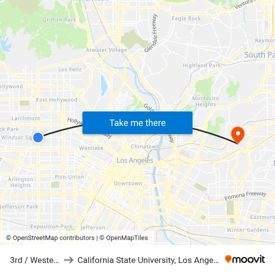 3rd / Western to California State University, Los Angeles map