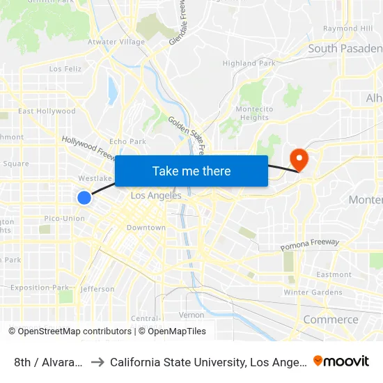 8th / Alvarado to California State University, Los Angeles map