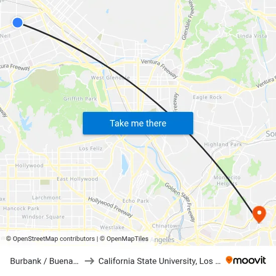 Burbank / Buena Vista to California State University, Los Angeles map