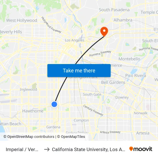 Imperial / Vermont to California State University, Los Angeles map