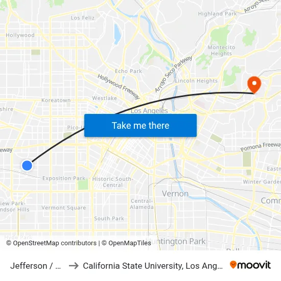 Jefferson / 7th to California State University, Los Angeles map