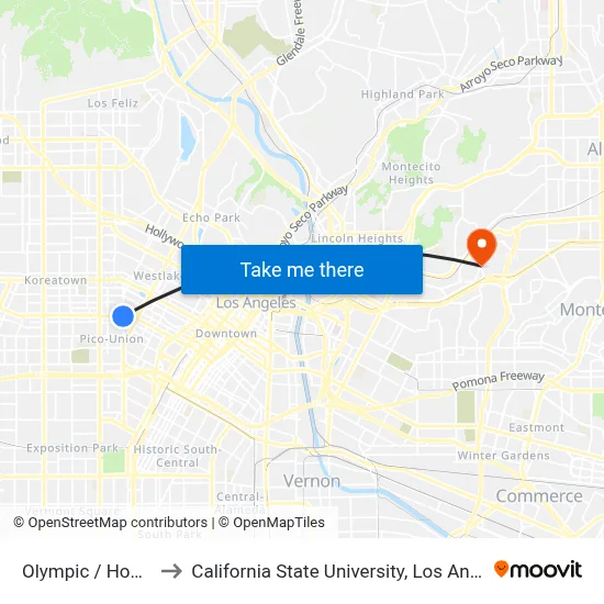 Olympic / Hoover to California State University, Los Angeles map