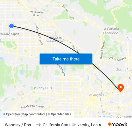 Woodley / Roscoe to California State University, Los Angeles map