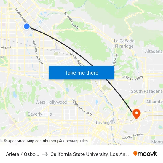Arleta / Osborne to California State University, Los Angeles map