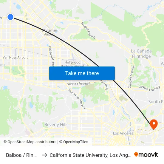 Balboa / Rinaldi to California State University, Los Angeles map