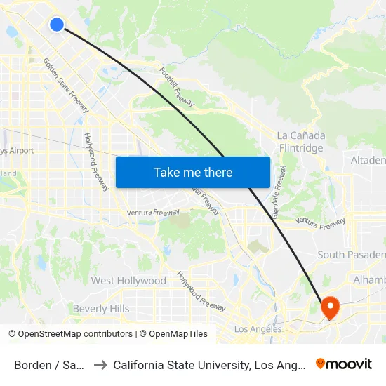 Borden / Sayre to California State University, Los Angeles map
