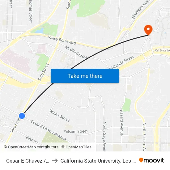 Cesar E Chavez / Soto to California State University, Los Angeles map