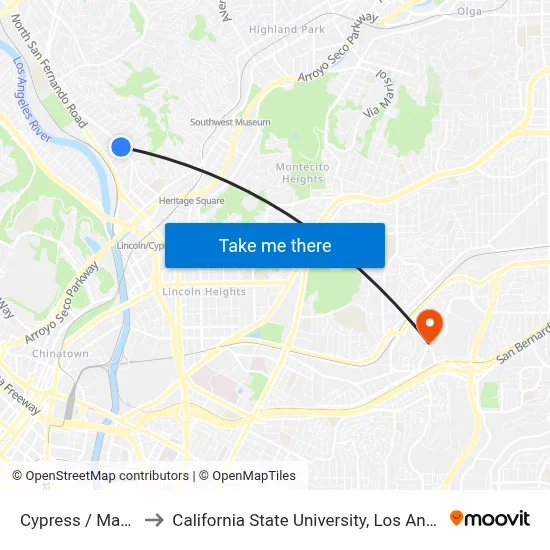 Cypress / Maceo to California State University, Los Angeles map