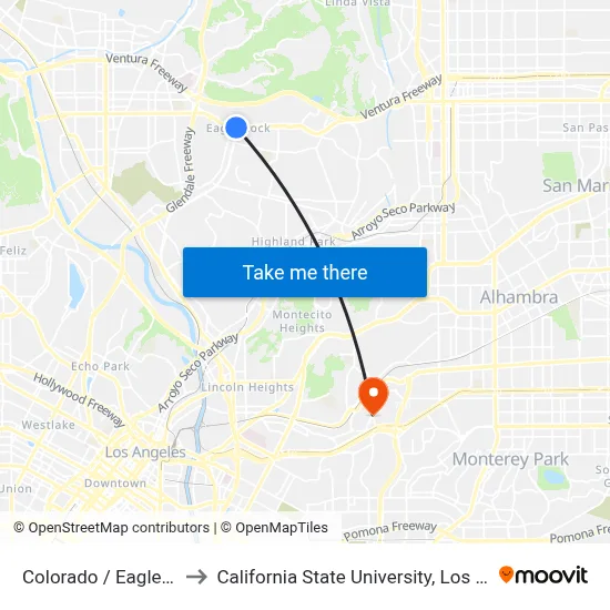 Colorado / Eagle Rock to California State University, Los Angeles map