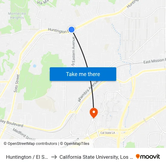Huntington / El Sereno to California State University, Los Angeles map