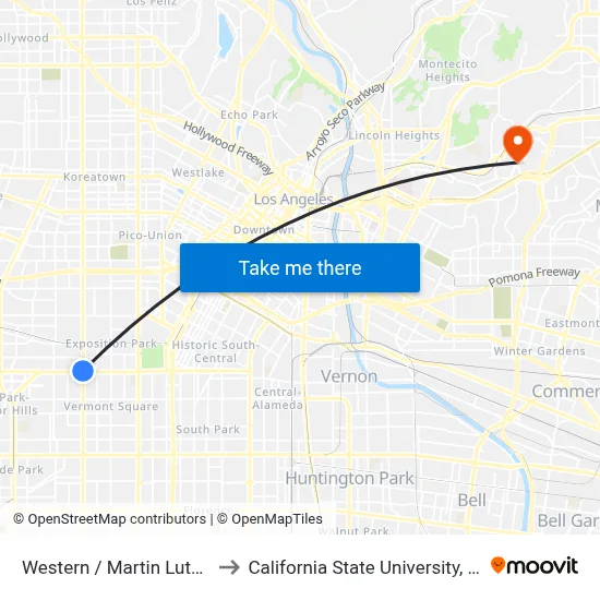 Western / Martin Luther King Jr to California State University, Los Angeles map