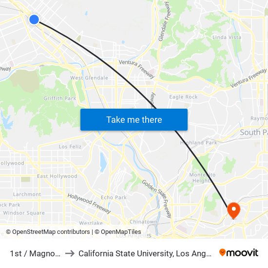 1st / Magnolia to California State University, Los Angeles map