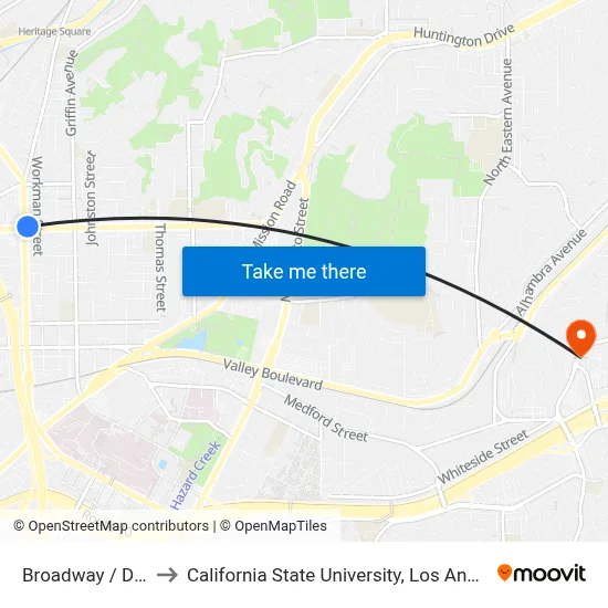 Broadway / Daly to California State University, Los Angeles map