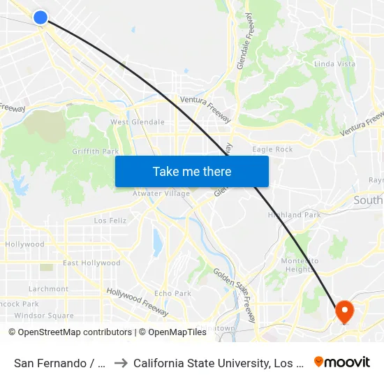 San Fernando / Scott to California State University, Los Angeles map