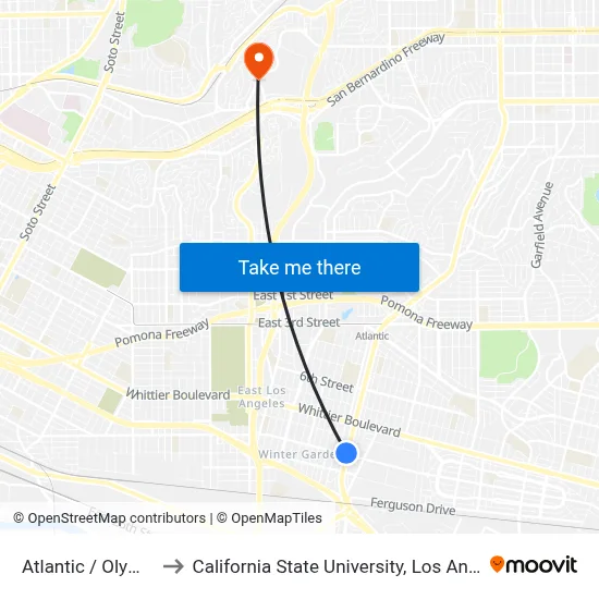 Atlantic / Olympic to California State University, Los Angeles map