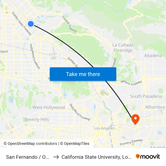 San Fernando / Osborne to California State University, Los Angeles map