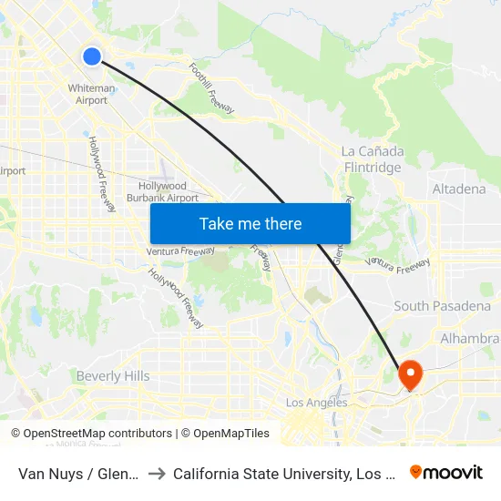 Van Nuys / Glenoaks to California State University, Los Angeles map