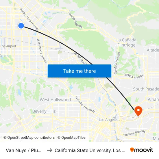 Van Nuys / Plummer to California State University, Los Angeles map