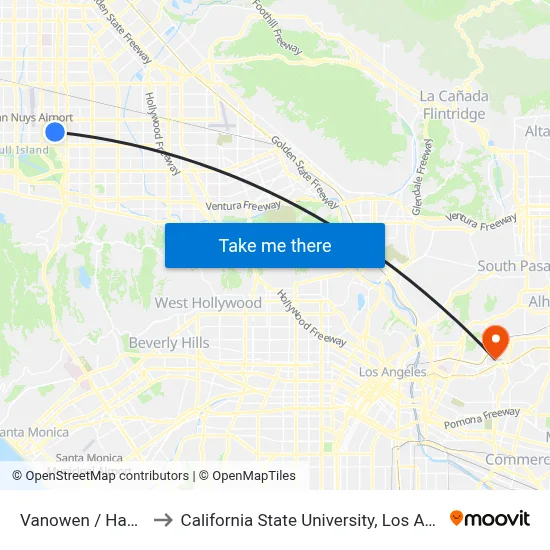 Vanowen / Haskell to California State University, Los Angeles map