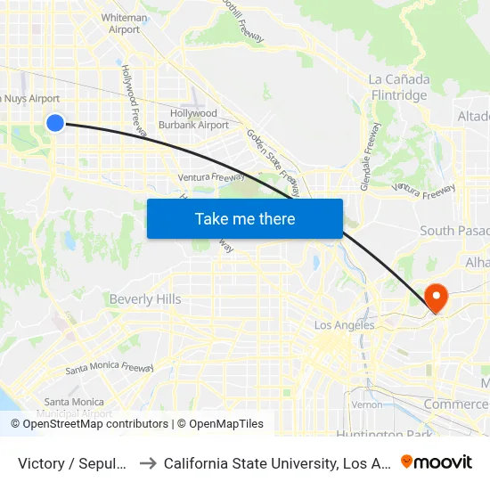Victory / Sepulveda to California State University, Los Angeles map
