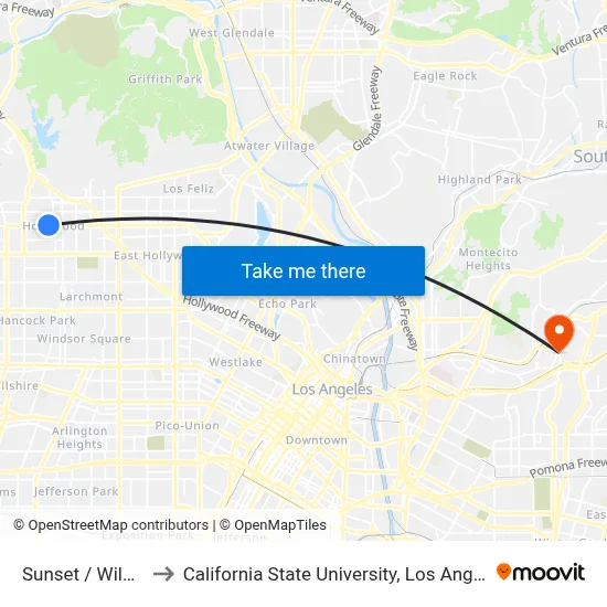 Sunset / Wilcox to California State University, Los Angeles map