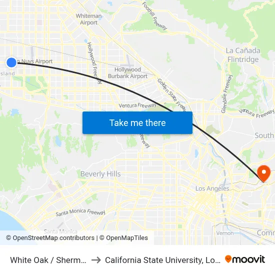 White Oak / Sherman Way to California State University, Los Angeles map