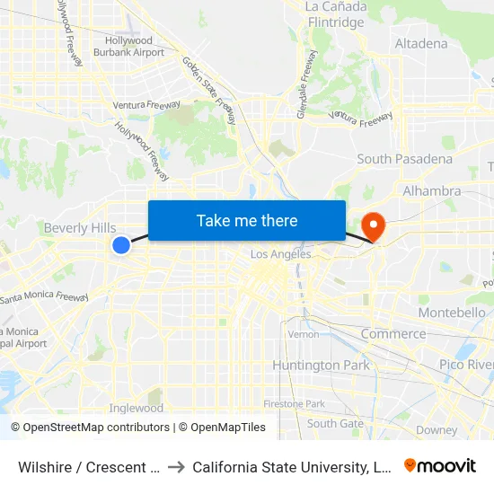 Wilshire / Crescent Heights to California State University, Los Angeles map