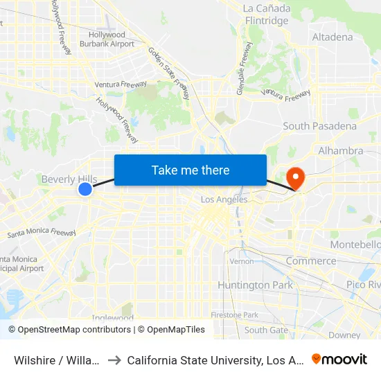 Wilshire / Willaman to California State University, Los Angeles map