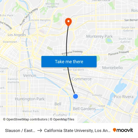 Slauson / Eastern to California State University, Los Angeles map