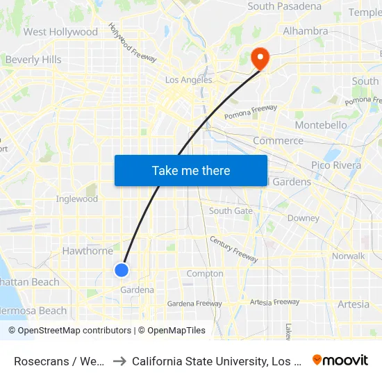Rosecrans / Western to California State University, Los Angeles map