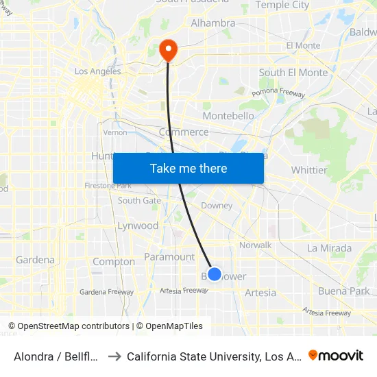 Alondra / Bellflower to California State University, Los Angeles map