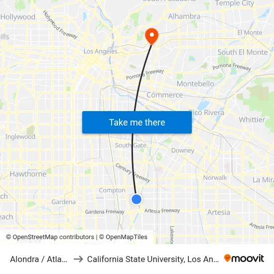Alondra / Atlantic to California State University, Los Angeles map