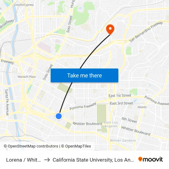 Lorena / Whittier to California State University, Los Angeles map
