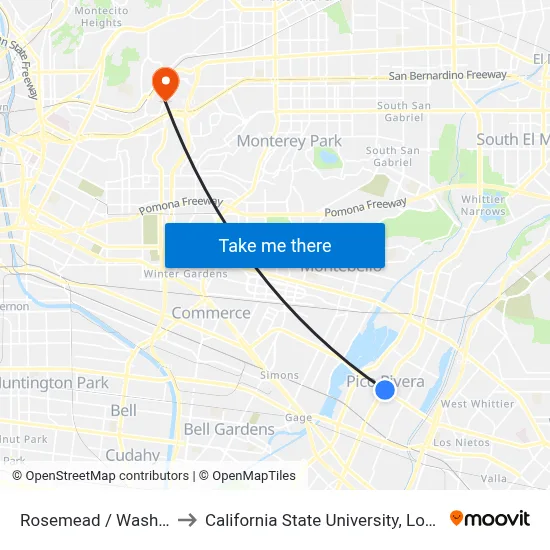 Rosemead / Washington to California State University, Los Angeles map