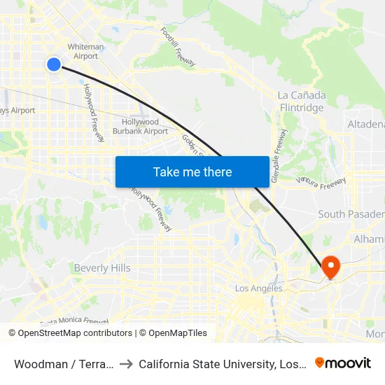 Woodman / Terra Bella to California State University, Los Angeles map