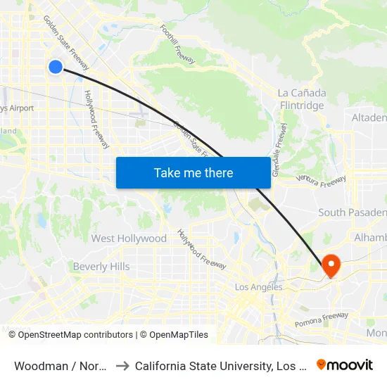 Woodman / Nordhoff to California State University, Los Angeles map